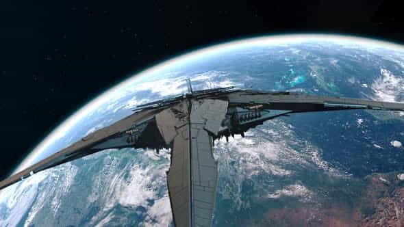 Alien Mothership Approaching Earth Orbit - VideoHive 27127389