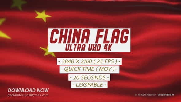 China Flag- Ultra UHD 4K - VideoHive 27279852