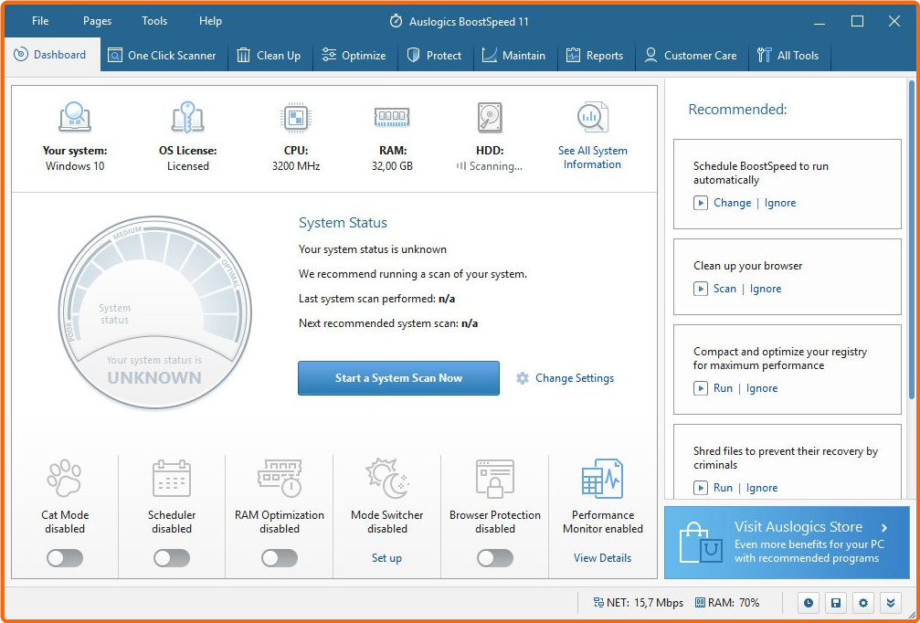 Auslogics BoostSpeed 14.0 Multilingual (42.54 MB)