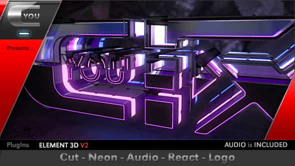 Cut Neon Audio React Logo - VideoHive 20045110