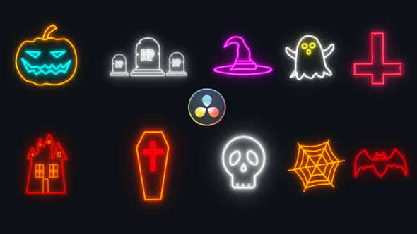 Halloween Neon Icons - VideoHive 34487041