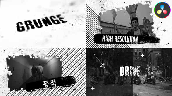 Grunge Slideshow For Davinci Resolve - VideoHive 50841267