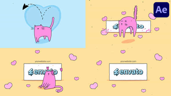 Romantic Cat Logo For After Effects - VideoHive 54446666