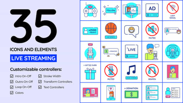 Live Streaming Icons And Elements - VideoHive 58338263