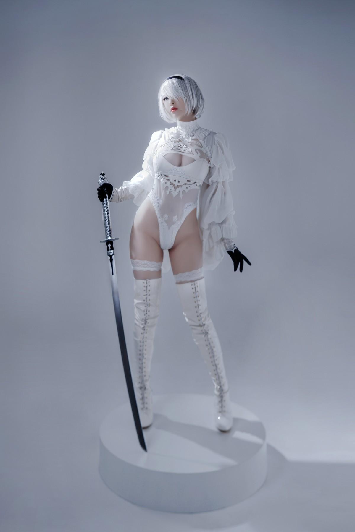 Cosplay 半半子 Automataヨルハ二号B型 白いドレス(24)