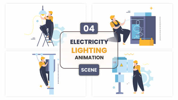 Electricity Lighting Animation Scene - VideoHive 52949302