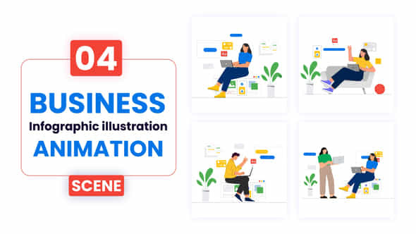 Business Infographic Illustration Scene Animation - VideoHive 52824075