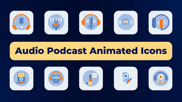 Audio Podcast Animated Icons - VideoHive 50113339