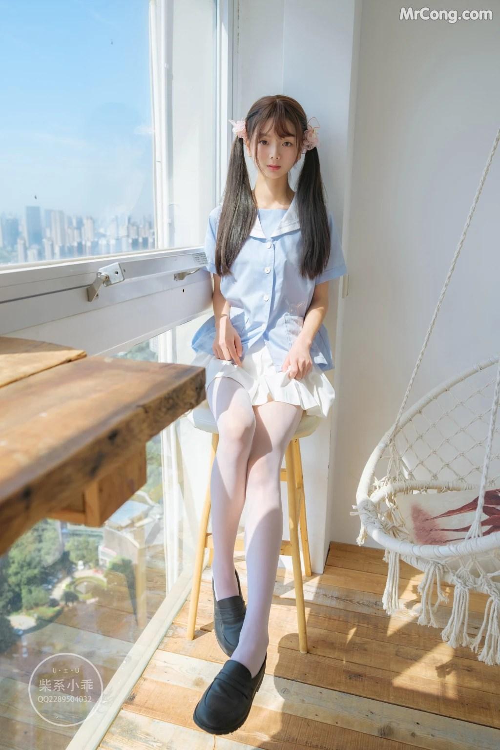 Coser@稚乖画册 Vol.001: 晴空01 白丝双马尾JK (79 photos)(9)