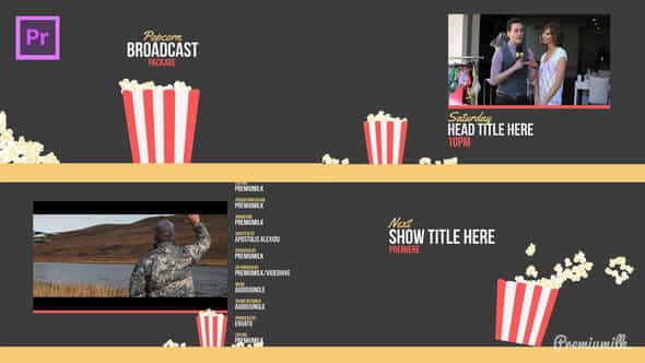 Popcorn Broadcast Package Essential Graphics - VideoHive 21667680