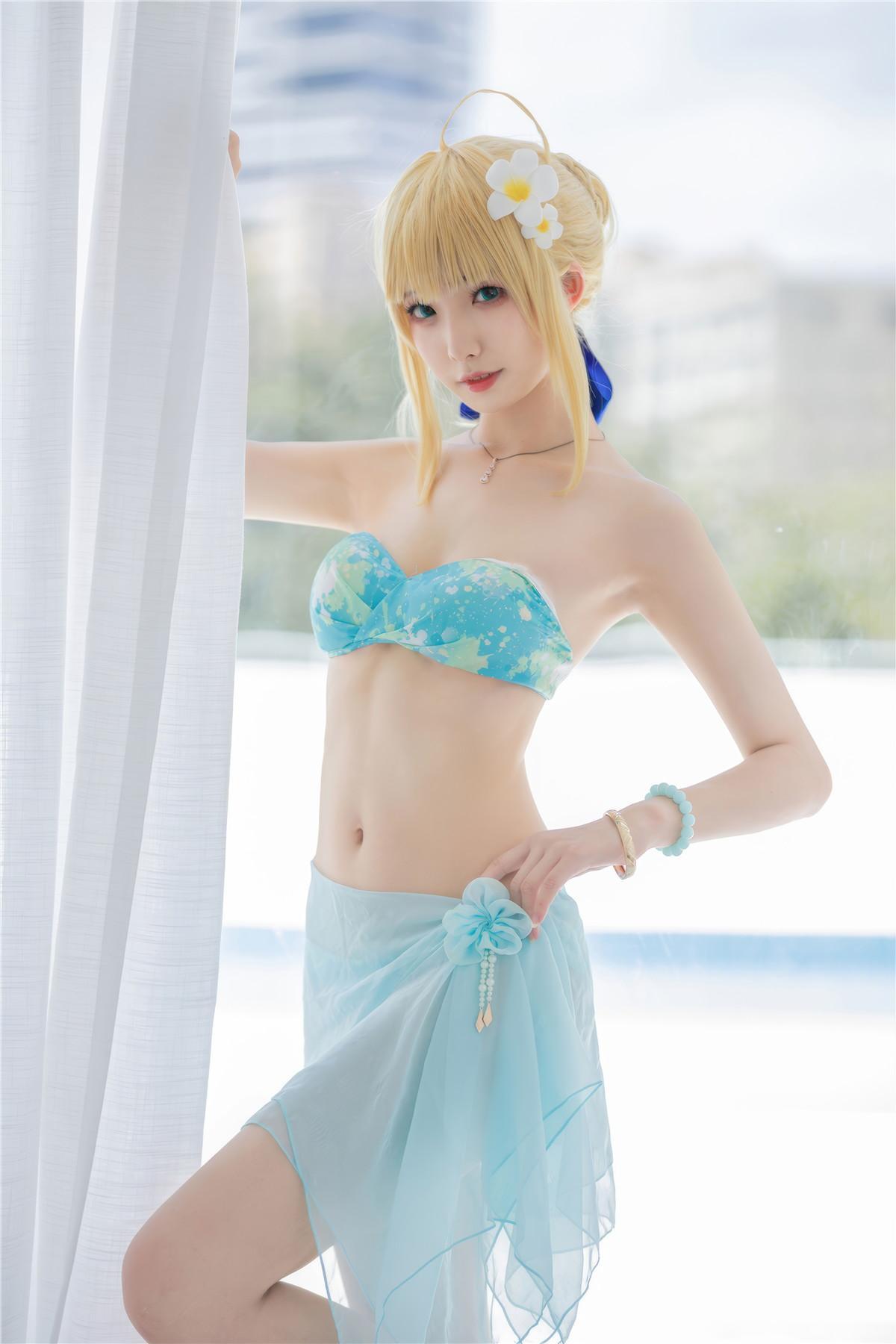 Cosplay 封疆疆v 阿尔托莉雅·潘德拉贡 泳装(3)