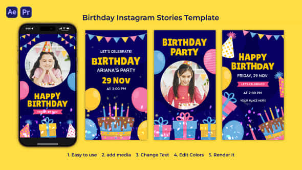 Birthday Instagram Stories Template - VideoHive 54932175