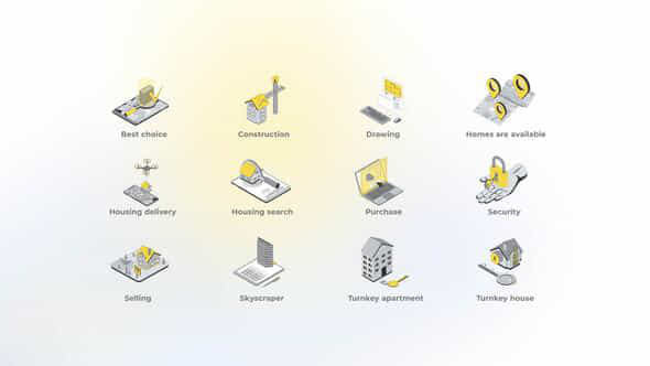 Real Estate Isometric Icons - VideoHive 49555511