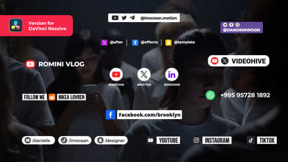 Social Media Lower Thirds Davinci Resolve - VideoHive 50173322