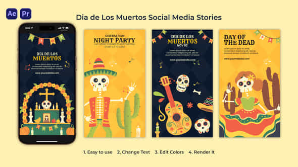 Dia De Los Muertos Social Media Stories - VideoHive 54856794