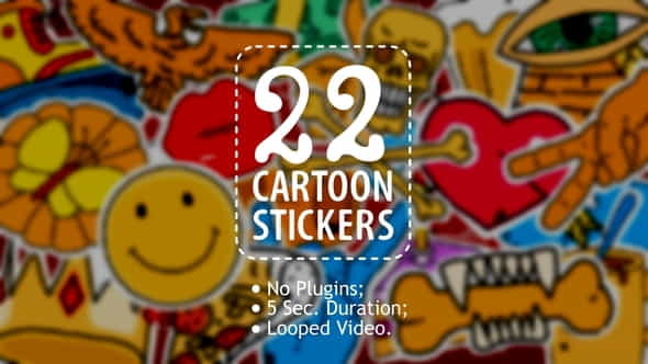 22 Cartoon Stickers - VideoHive 22613593