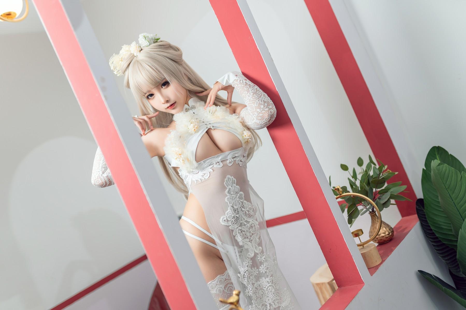 Cosplay 蠢沫沫 Chunmomo 沫沫真爱版 歪萌白旗袍(4)