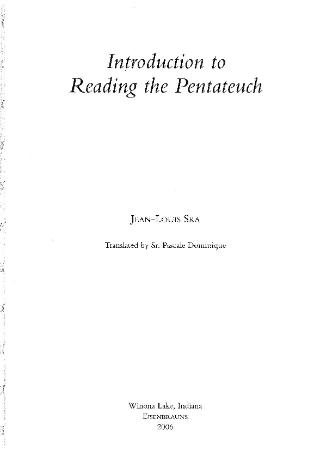 Introduction to Reading the Pentateuch