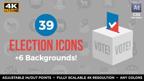 39 Flat USA Election Icons - VideoHive 18394184