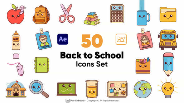 Back To School Icon Set For After Effects - VideoHive 59198882