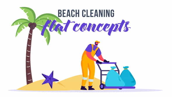 Beach cleaning - Flat Concept - VideoHive 33032350