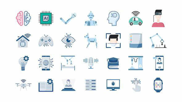 100 Artificial Intelligence Icons - VideoHive 57125313