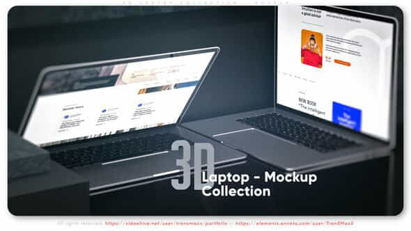 3D Laptop Collection Mockup - VideoHive 51249241