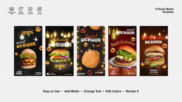 Delicious Burger Instagram Stories - VideoHive 52603642