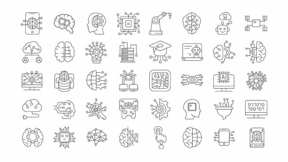 Artificial Intelligence Line Icons - VideoHive 32784336