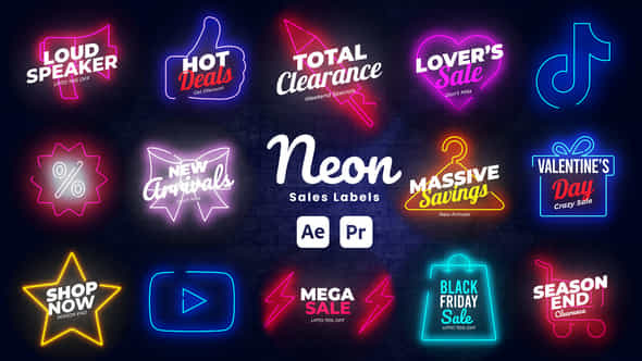 Neon Sale Labels - VideoHive 51198950