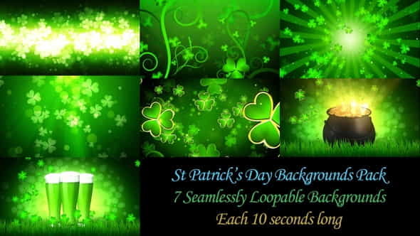 St Patricks Backgrounds Pack - VideoHive 25294083