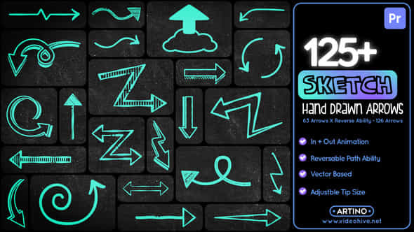 125 Sketch Hand Drawn Arrows Mogrt - VideoHive 52308106