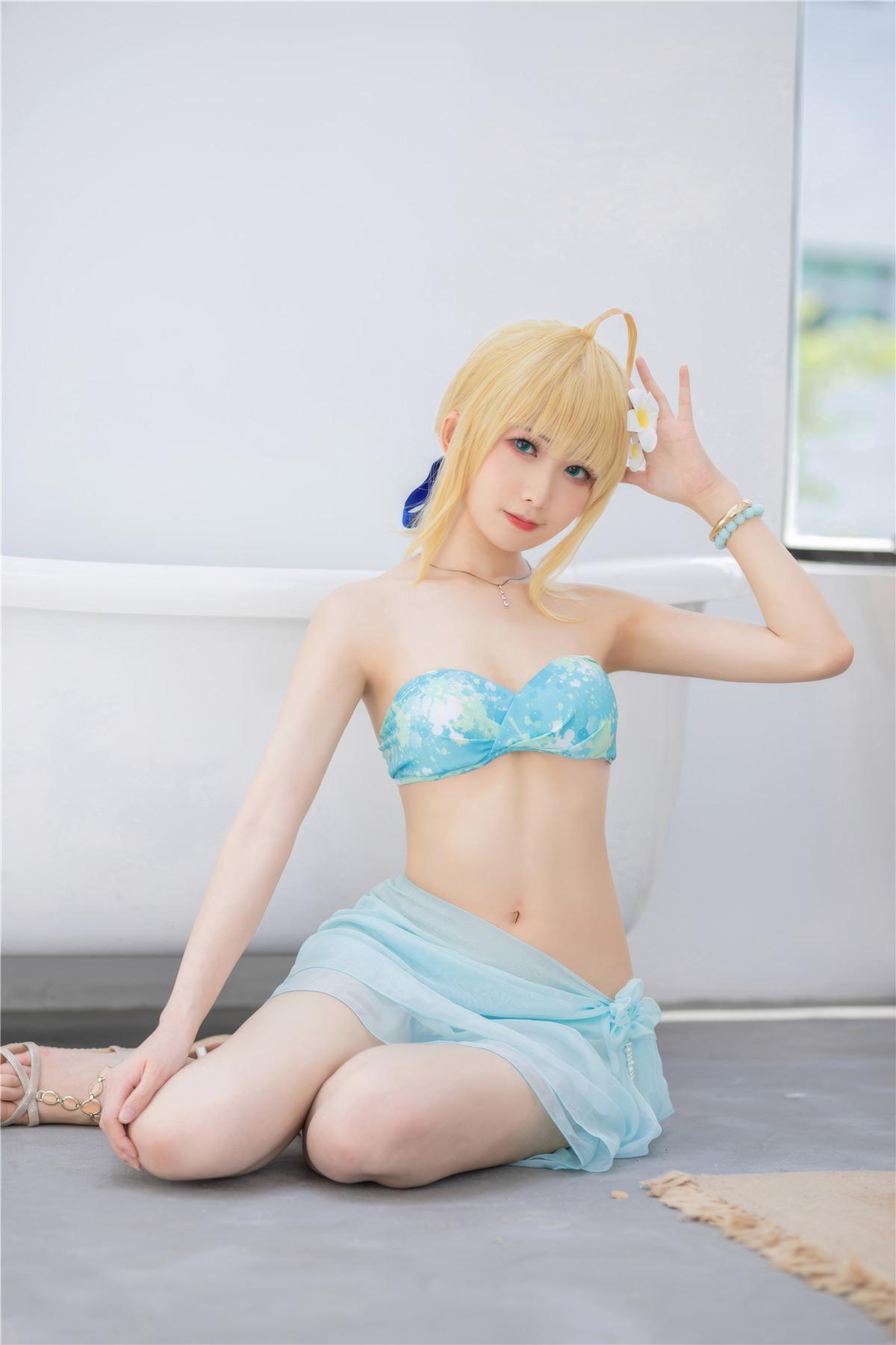 Cosplay 封疆疆v 阿尔托莉雅·潘德拉贡 泳装(7)