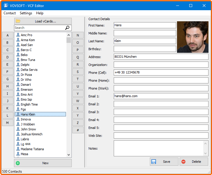 VovSoft VCF Editor 1.2