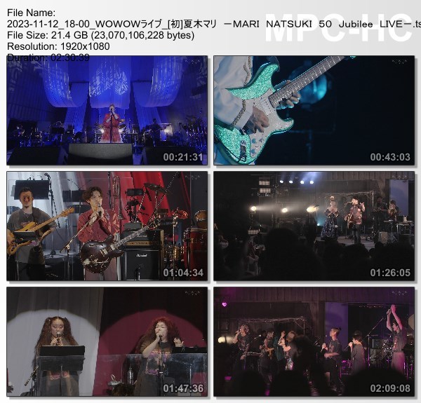 [TV-Variety] 夏木マリ -MARI NATSUKI 50 Jubilee LIVE- (WOWOW Live 2023.11.12)