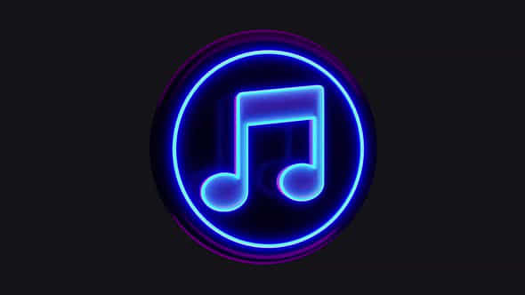 Pulsating Blue Neon Icon With Note 3D Render Animation - VideoHive 48371518