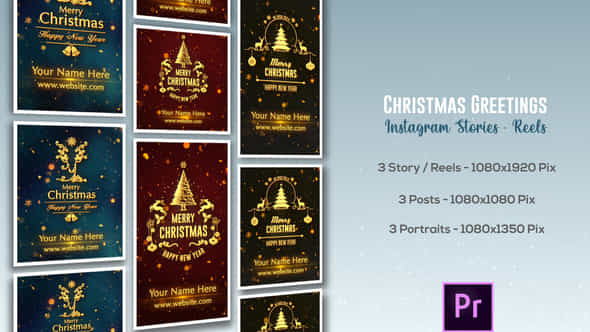 Christmas Greetings Instagram Stories Premiere Pro - VideoHive 49600589