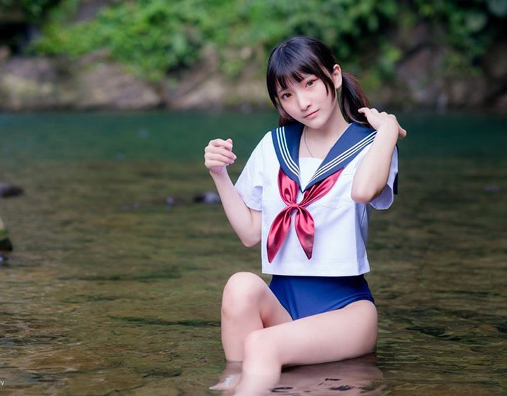 Xiaoding cosplay-green onion campus uniform without holy light set 2 4