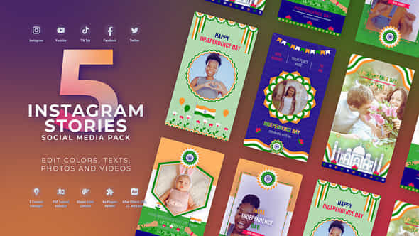 India Independence Day Flag Vertical Instagram Stories - VideoHive 59143780