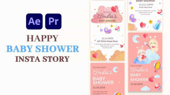 Watercolor Baby Shower Instagram Stories - VideoHive 57330699