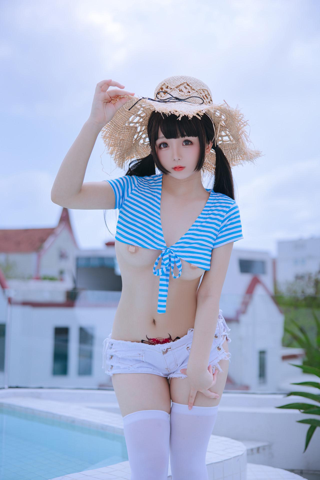 Cosplay Rinaijiao日奈娇 蓝白条 Set.01(3)