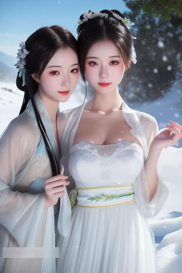 温婉多情的AI古装美女白衣飘飘胜雪(2)