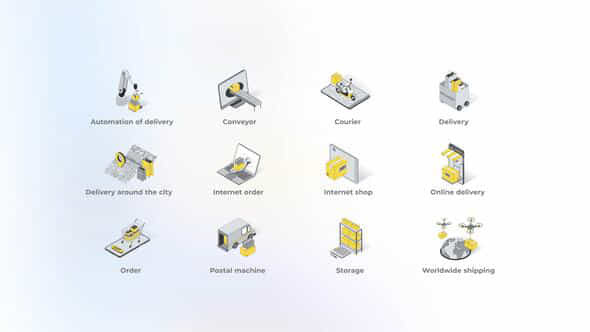 Delivery Isometric Icons - VideoHive 49555301