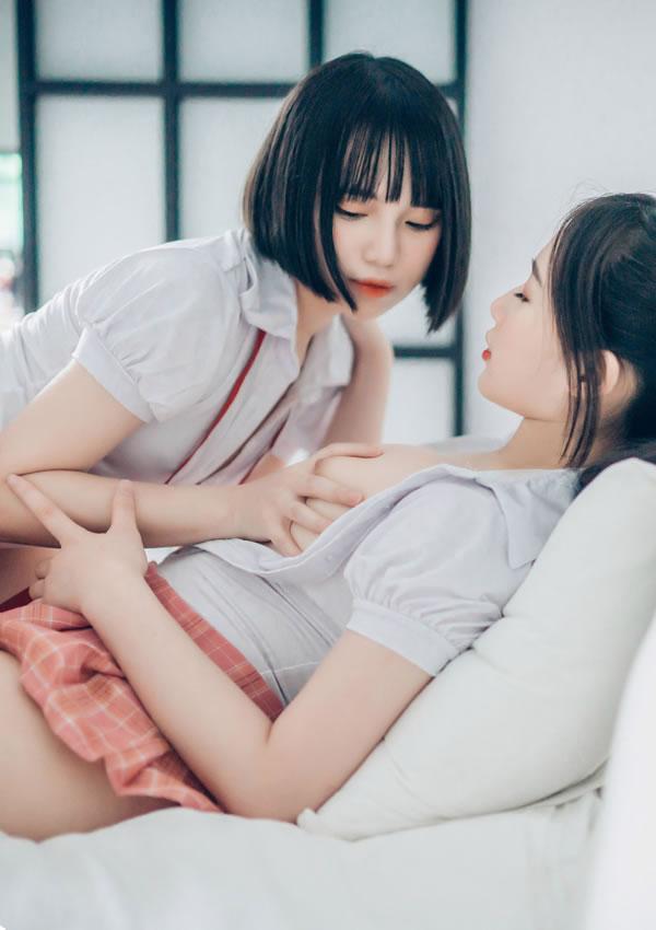 白衣格子JK妹妹婕咪+齐齐百合无圣光图集(12)