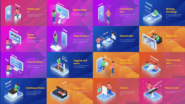 Stay At Home With Technology Isometric Concepts - VideoHive 27767972