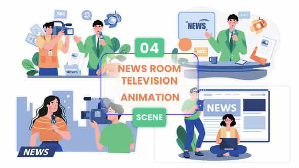 News Television Animation Scene - VideoHive 54128662