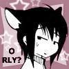 a square icon of a black haired, cat eared anime character. they look back with a confused expression. text reads 'o rly?'