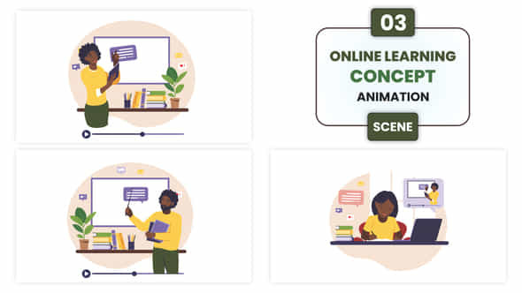 Online Learning Concept Animation Scene - VideoHive 53532456