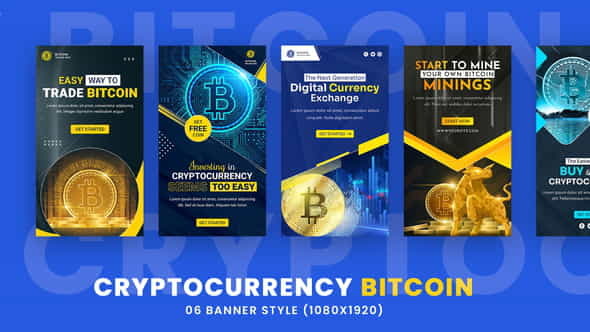 Cryptocurrency Bitcoin Stories Pack - VideoHive 35333713