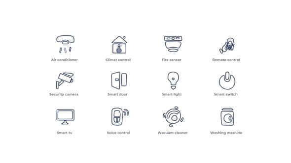 Smart Home Outline Icons - VideoHive 49818714